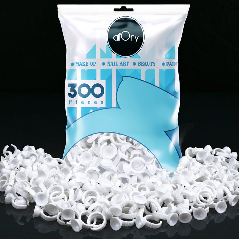 Aliory 300PCS Glue Rings AliOry Glue Rings for Eyelash Extensions Disposable Rings for Lashes Lovely Shape Lash Fan Blossom Glue Cups Lash Extension Supplies Lash Supplies for Eyelash Extensions. 