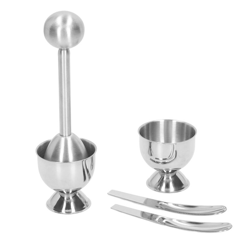 Boiled Egg Tool Set Stainless Steel Egg Cup with Spoon Kitchen Cooking Tool for Household - Image 1