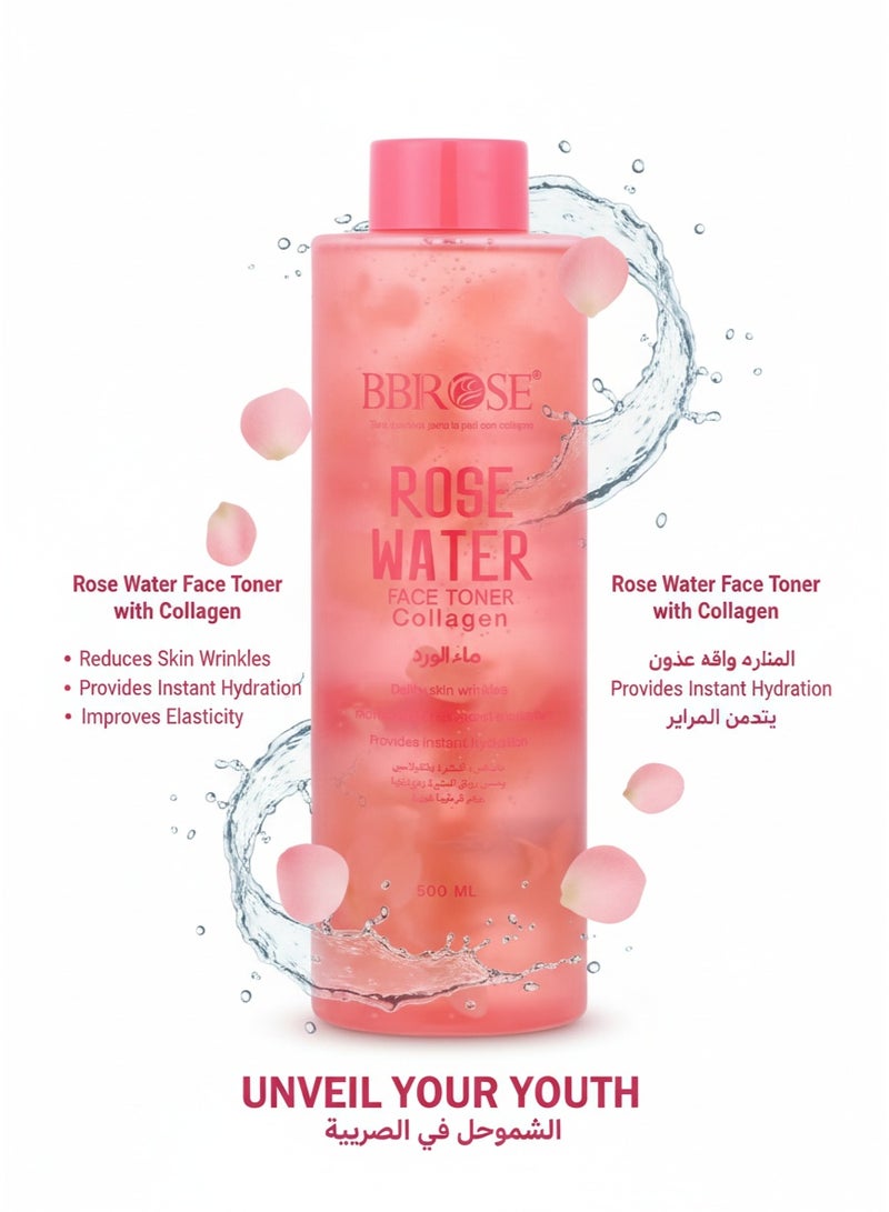 BBROSE Rose Water Face Toner With Collagen 500ml - Image 2