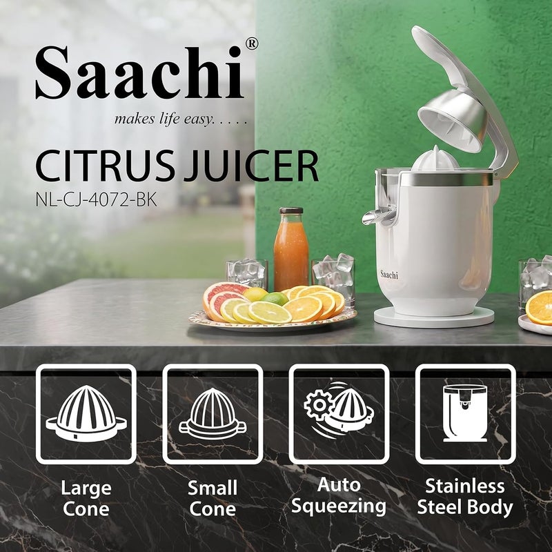 Saachi NL-CJ-4072-WH Citrus Juicer with Stainless Filter, White - Image 2