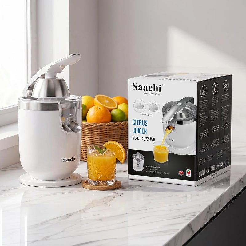 Saachi NL-CJ-4072-WH Citrus Juicer with Stainless Filter, White - Image 1