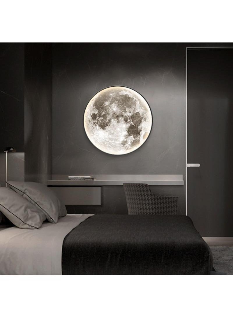 XiuWoo Dimmable Moon Wall Light 30cm Wall Light Plug-in Modern LED Wall Light, Black Wall Lamp Indoor Wall Mounted Ceiling Light Fixture for Hallway Cafe - Image 1