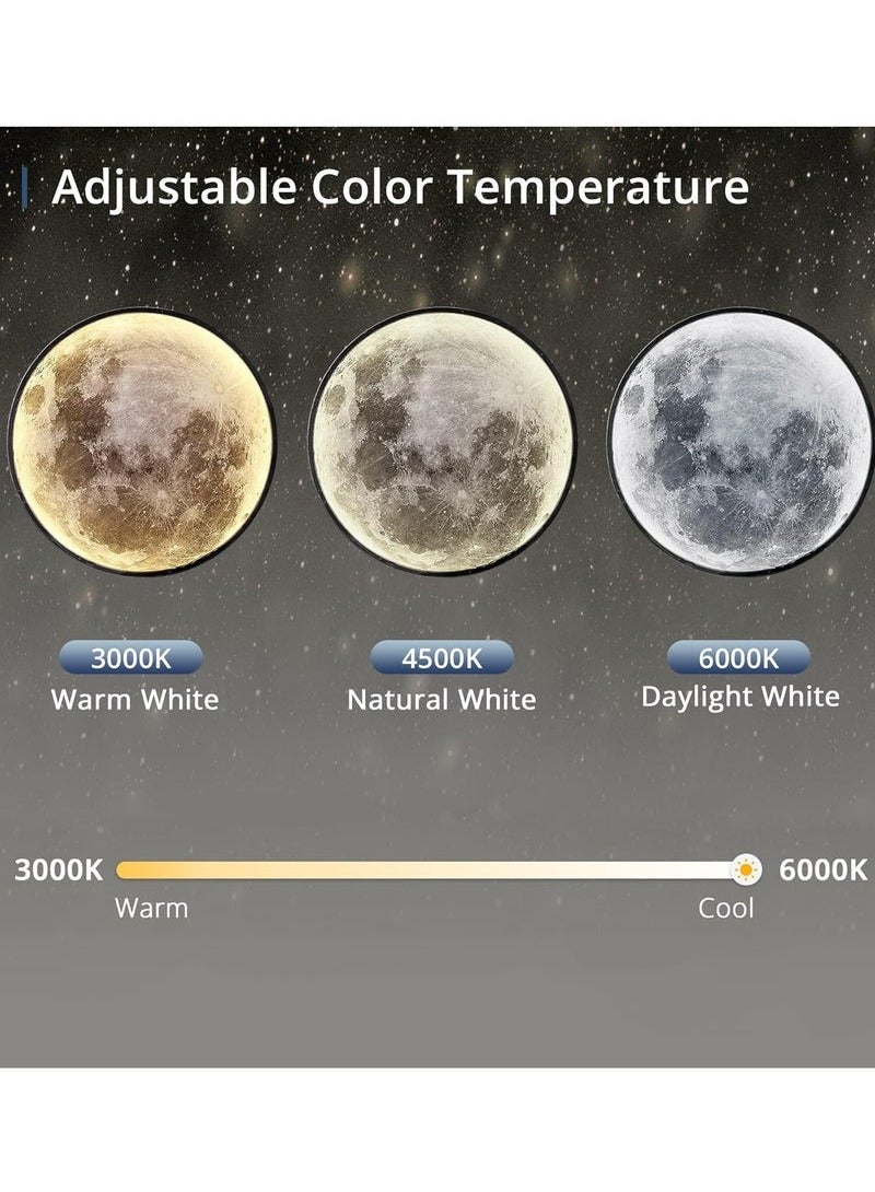 XiuWoo Dimmable Moon Wall Light 30cm Wall Light Plug-in Modern LED Wall Light, Black Wall Lamp Indoor Wall Mounted Ceiling Light Fixture for Hallway Cafe - Image 3