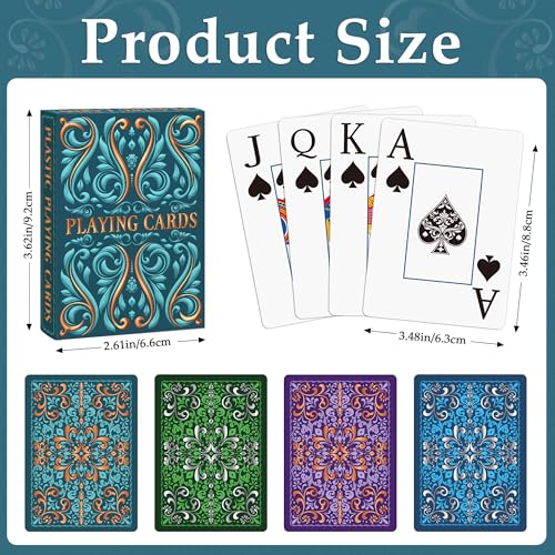 Wkchxd Playing Cards 4 Pack Plastic Playing Cards Waterproof Deck of Cards Bulk Large Print Playing Card for Seniors AdultsPremium Poker Cards Set for Family Game Night Beach Pool Party Trip Camping Game - Image 5