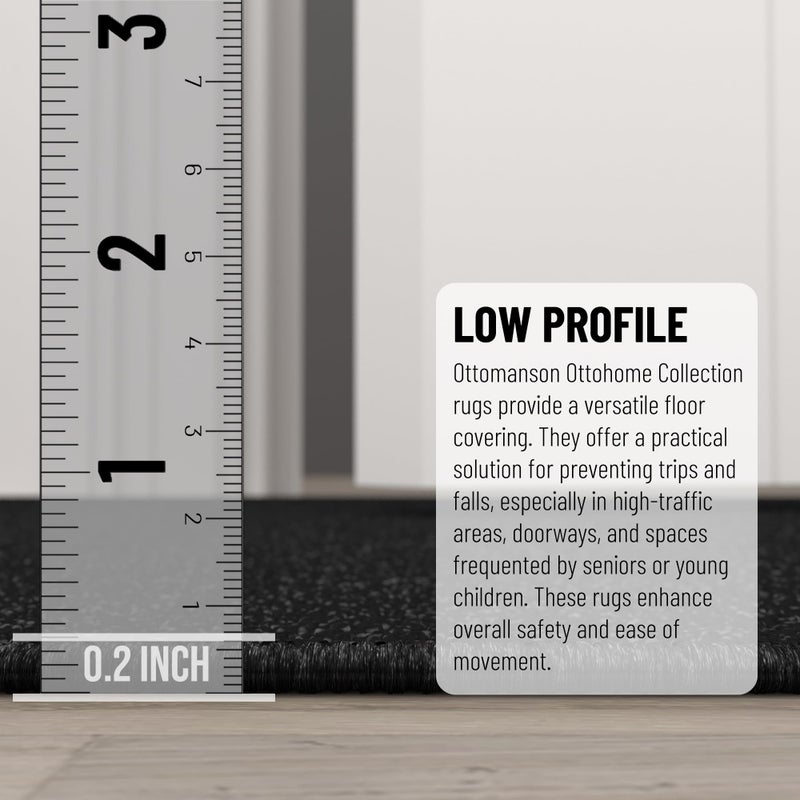 Ottomanson Hallway Runner Rug â€“ Non-Slip Low Pile Carpet Runner for Entryway, Stain Resistant & Easy to Clean, Solid Black, 1'10.5" x 10' - Image 4