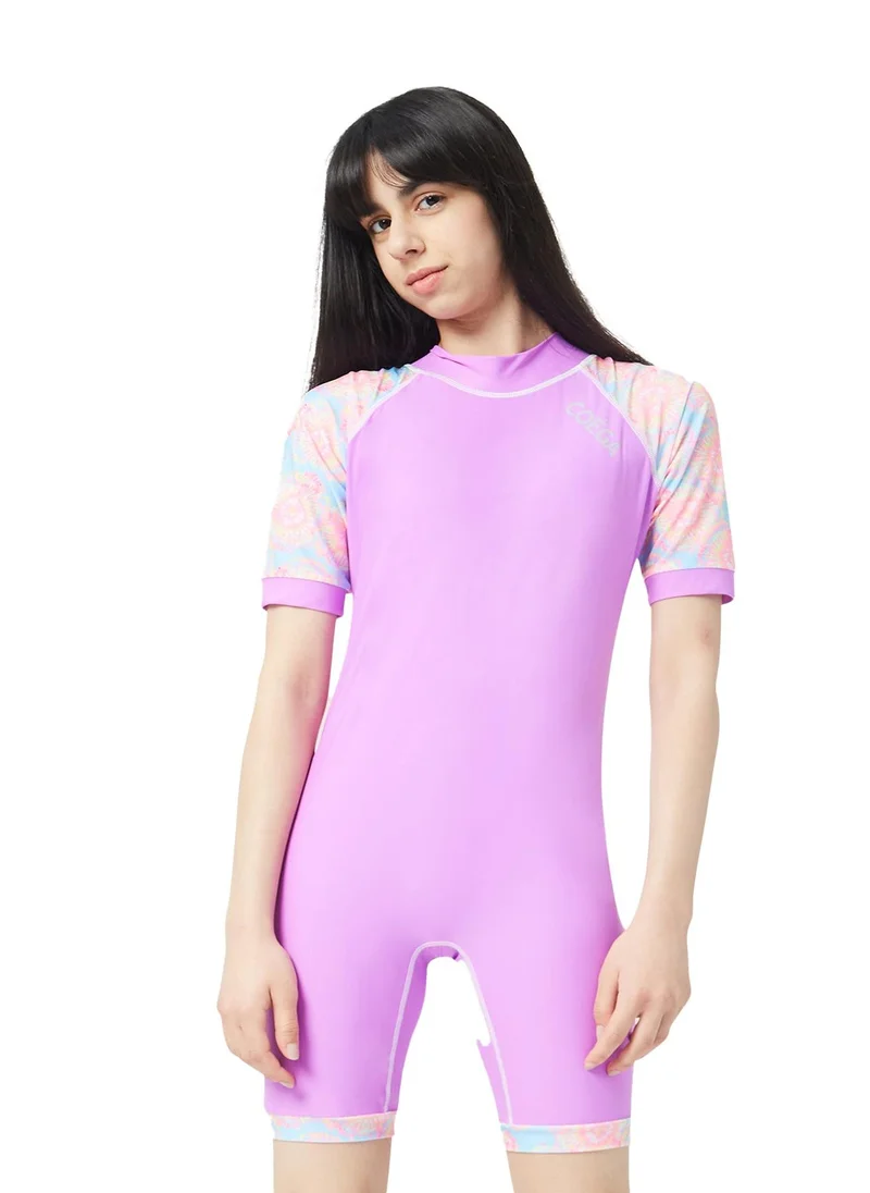 COEGA SUNWEAR COEGA Girls Youth One Piece Suit - Pink Blue Tie Dye