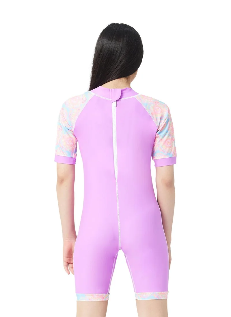 COEGA SUNWEAR COEGA Girls Youth One Piece Suit - Pink Blue Tie Dye