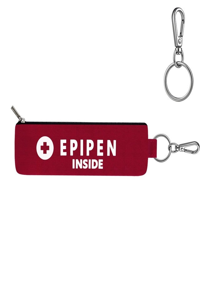 ICIMBI 1 Pack EpiPen Carry Case,Red Epipen Holder Bag with Carabiner-for 1 EpiPen Asthma Allergy Medication,Sports Outdoors Travel Epipen Case for Walking or Running - Image 1