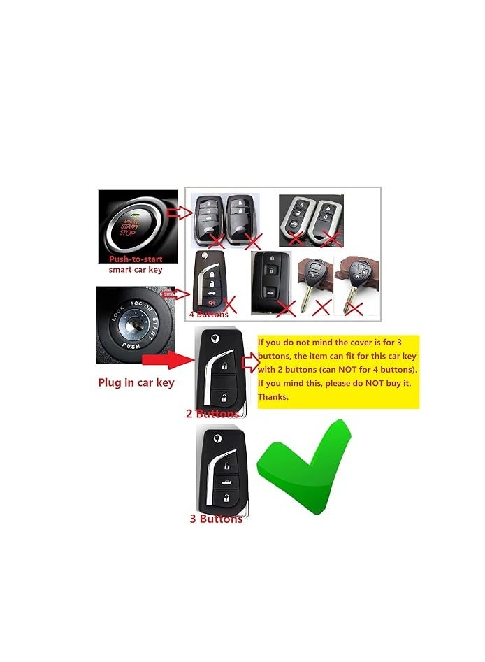 OUYoo غطاء مفتاح سيارة OUYoo TPU لسيارات تويوتا C-HR، كامري، كورولا، فورتونر، هايلاندر، ليفين، راف4، إل سيكويا، سينيا، تاكوما، تاندرا، ياريس، مع سلسلة مفاتيح (الأزرق) - Image 2