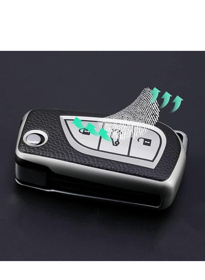 OUYoo غطاء مفتاح سيارة OUYoo TPU لسيارات تويوتا C-HR، كامري، كورولا، فورتونر، هايلاندر، ليفين، راف4، إل سيكويا، سينيا، تاكوما، تاندرا، ياريس، مع سلسلة مفاتيح (الأزرق) - Image 3