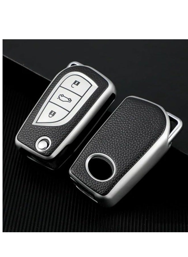 OUYoo غطاء مفتاح سيارة OUYoo TPU لسيارات تويوتا C-HR، كامري، كورولا، فورتونر، هايلاندر، ليفين، راف4، إل سيكويا، سينيا، تاكوما، تاندرا، ياريس، مع سلسلة مفاتيح (الأزرق) - Image 5