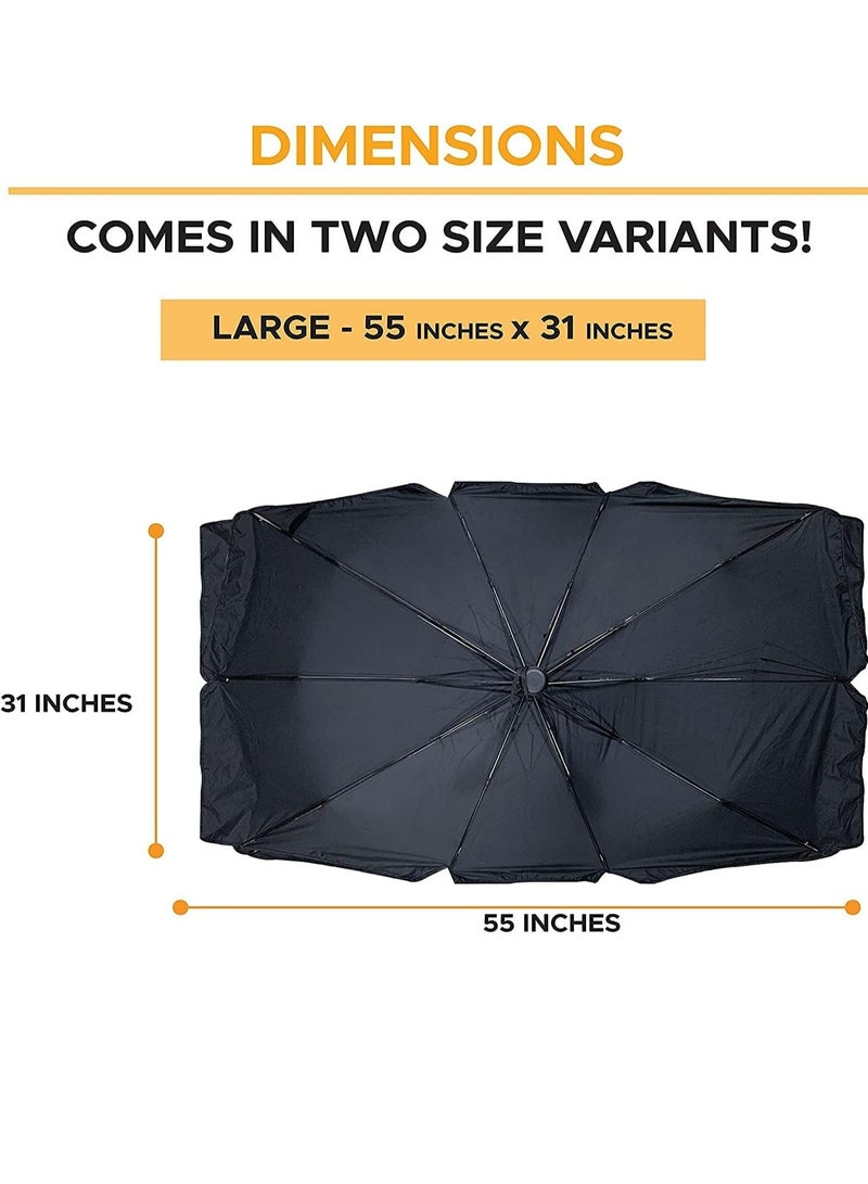 Car Windshield Sunshade | Foldable Reflector Umbrella Sunshade for Cars, Blocks UV Rays Sun Visor Protector Sunshade to Keep Your Vehicle Cool and Damage Free - Image 3