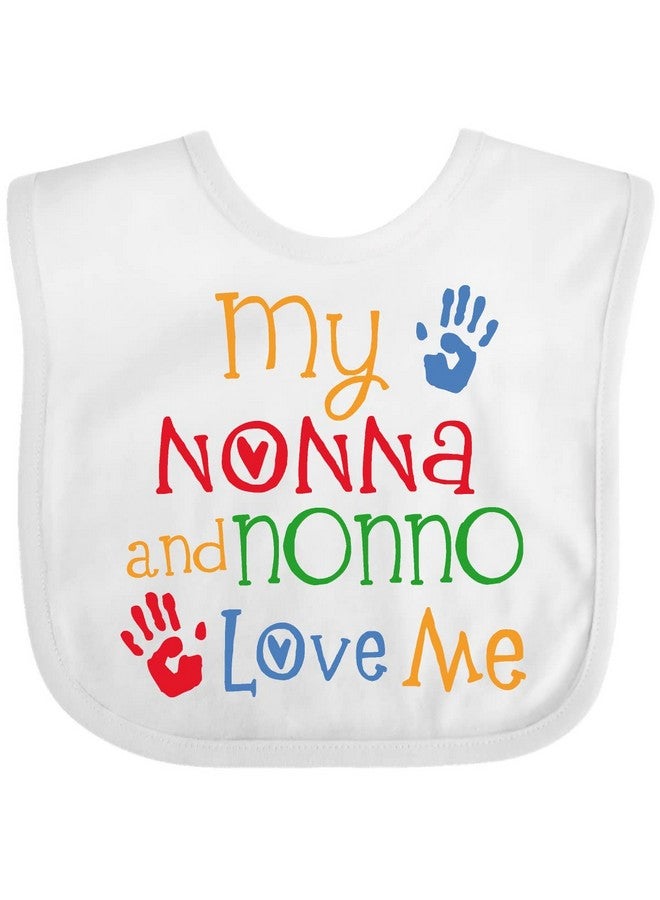 inktastic My Nonna and Nonno Love Me Grandchild Baby Bib White 26a57 - Image 1