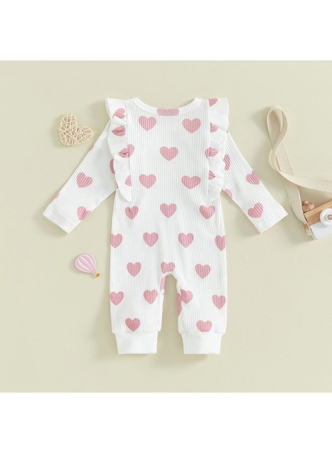 Gureui Newborn Baby Girl Valentines Day Outfit Crewneck Long Sleeve Onesie Bodysuit Toddler Romper Infant Clothes (A Pink Heart, 0-3 Months) - Image 5