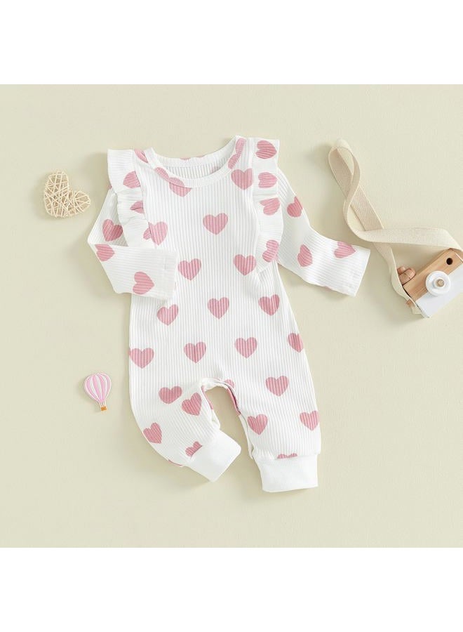 Gureui Newborn Baby Girl Valentines Day Outfit Crewneck Long Sleeve Onesie Bodysuit Toddler Romper Infant Clothes (A Pink Heart, 0-3 Months) - Image 4