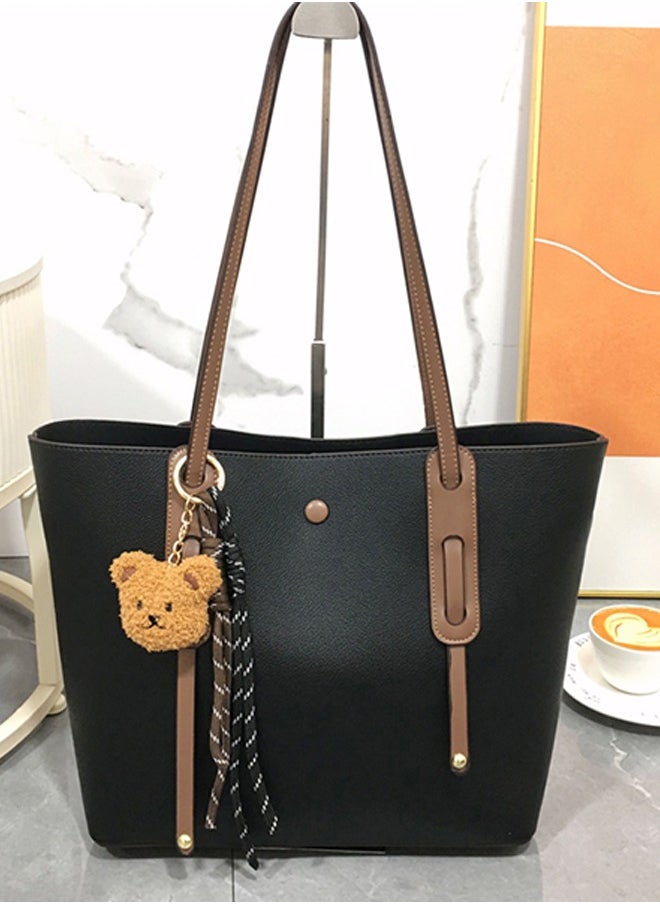 JCB CHIC Shoulder Bags for Women，PU Leather Tote Crossbody Bag Soft Large Capacity，Fashionable Travel Shoulder Bag  Tote Handbag  Weekender Bag Shopper Handbag Travel Purse(546 Black)  - Image 1