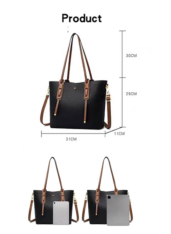 JCB CHIC Shoulder Bags for Women，PU Leather Tote Crossbody Bag Soft Large Capacity，Fashionable Travel Shoulder Bag  Tote Handbag  Weekender Bag Shopper Handbag Travel Purse(546 Black)  - Image 3