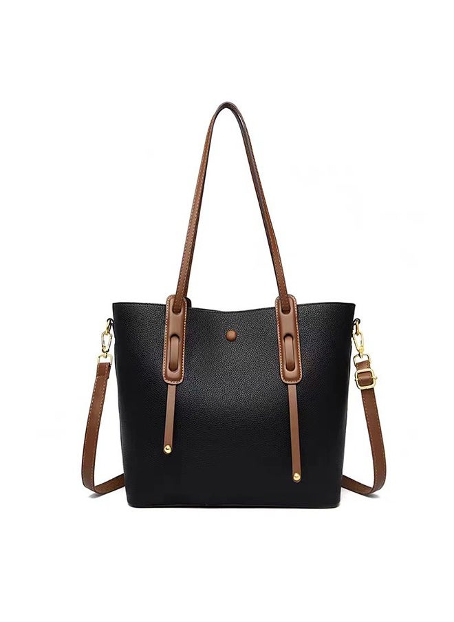 JCB CHIC Shoulder Bags for Women，PU Leather Tote Crossbody Bag Soft Large Capacity，Fashionable Travel Shoulder Bag  Tote Handbag  Weekender Bag Shopper Handbag Travel Purse(546 Black)  - Image 2