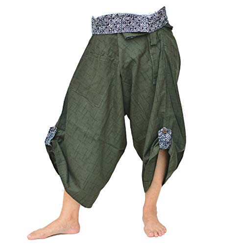 Siamrose Yoga Ninja Harem Samurai Pants Women Men, Japanese Style wrap Trousers, one Size (Green) - Image 1