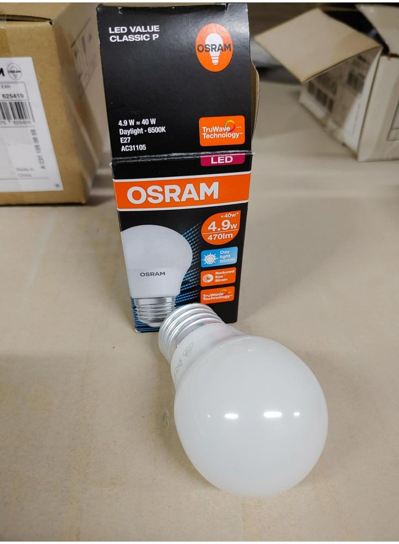 Osram LED Value Classic P Frosted Bulb 4.9W, Daylight 6500K, E27 Screw Base – Energy Efficient LED Lighting- Pack of 10 - Image 3