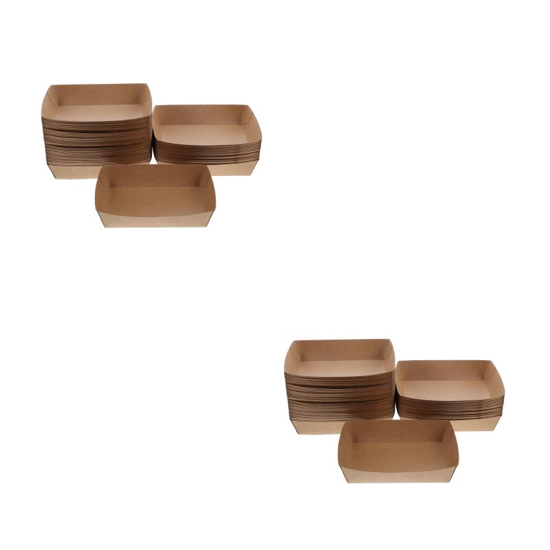100 pcs Portable Paper Sandwich Boxes Hot Dog Tray Snack Trays For Picnic Takeout Food Paper Containers Bbq And Fried Food Boxes - Image 1