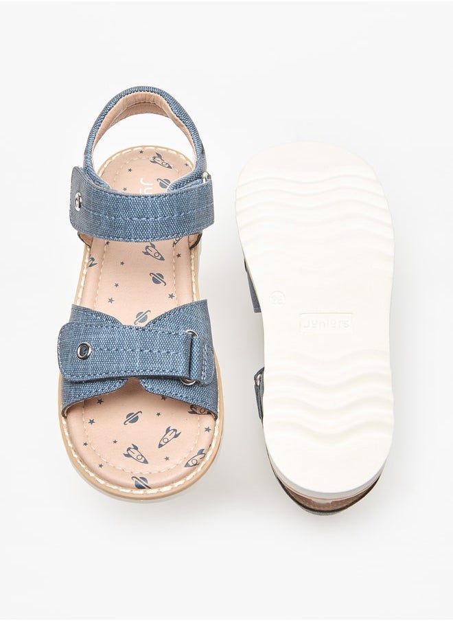 JUNIORS Boys Textured Sandals With Hook And Loop Closure  - Image 4