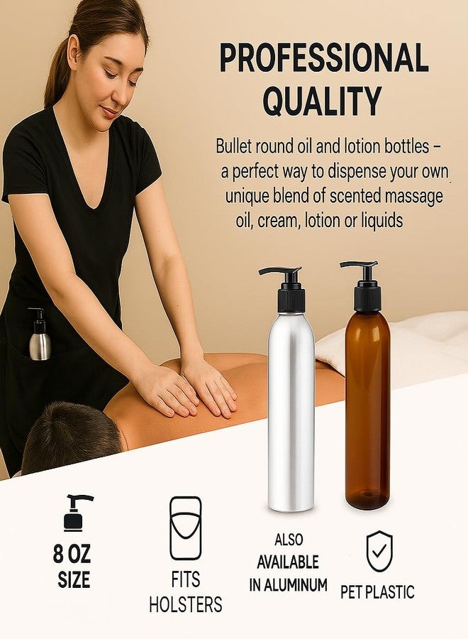 Royal Massage زجاجة رويال مساج بمضخة رصاصية سعة 8 أونصة - موزع قابل لإعادة التعبئة لزيت التدليك، واللوشن، والصابون، والشامبو - مصنوعة من مادة PET خالية من مادة BPA مع مضخة قفل سوداء - مقاومة للأشعة فوق البنفسجية للزيوت العطرية (أسود، 3) - Image 3