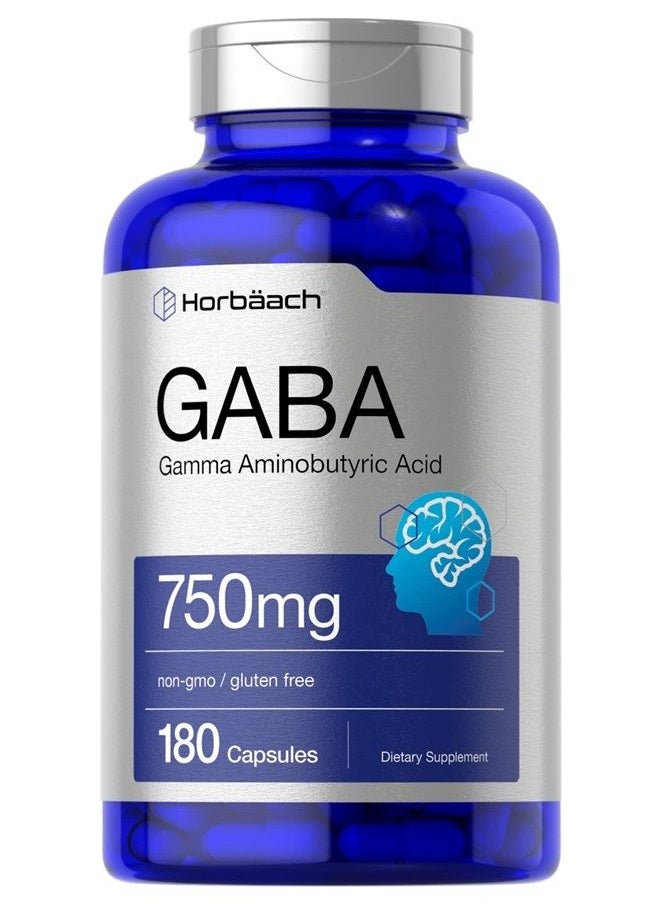 Horbäach - GABA 750mg | Gamma Aminobutyric Acid Supplement | Non-GMO, Gluten Free | by Horbaach - Image 1