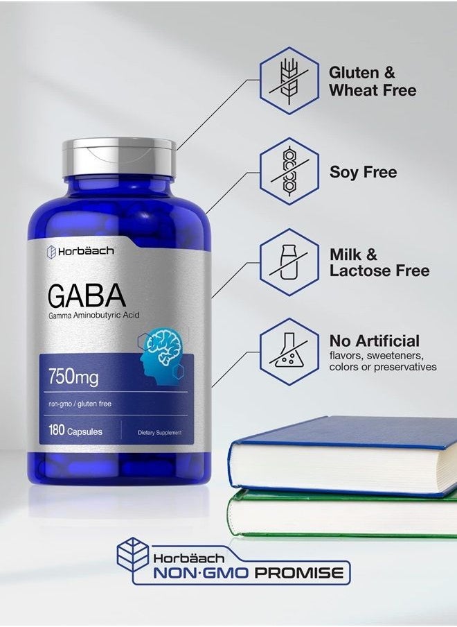 Horbäach - GABA 750mg | Gamma Aminobutyric Acid Supplement | Non-GMO, Gluten Free | by Horbaach - Image 1