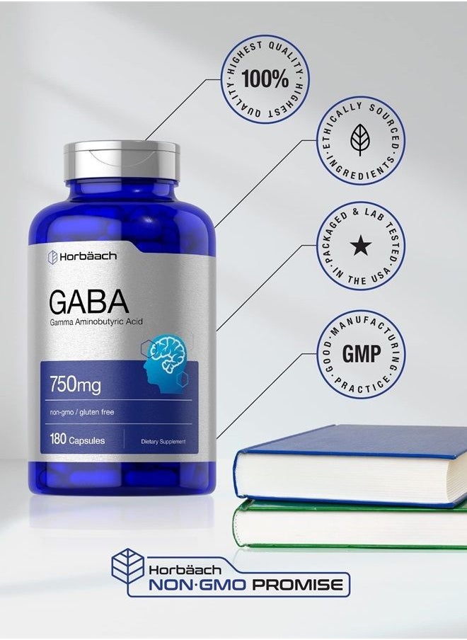 Horbäach - GABA 750mg | Gamma Aminobutyric Acid Supplement | Non-GMO, Gluten Free | by Horbaach - Image 1