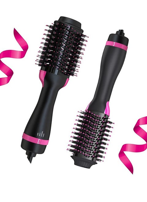 Hair Dryer Brush Blow Dryer Brush in One, 4 in 1 Hair Dryer and Styler Volumizer with Negative Ion, Hot Air Brush Hair Straightener, Curling Brush Oval Shape, Pink