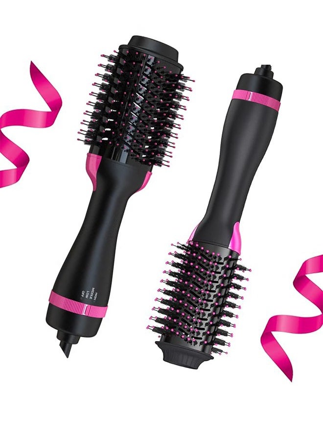 DUKASOU Hair Dryer Brush Blow Dryer Brush in One, 4 in 1 Hair Dryer and Styler Volumizer with Negative Ion, Hot Air Brush Hair Straightener, Curling Brush Oval Shape, Pink  - Image 1