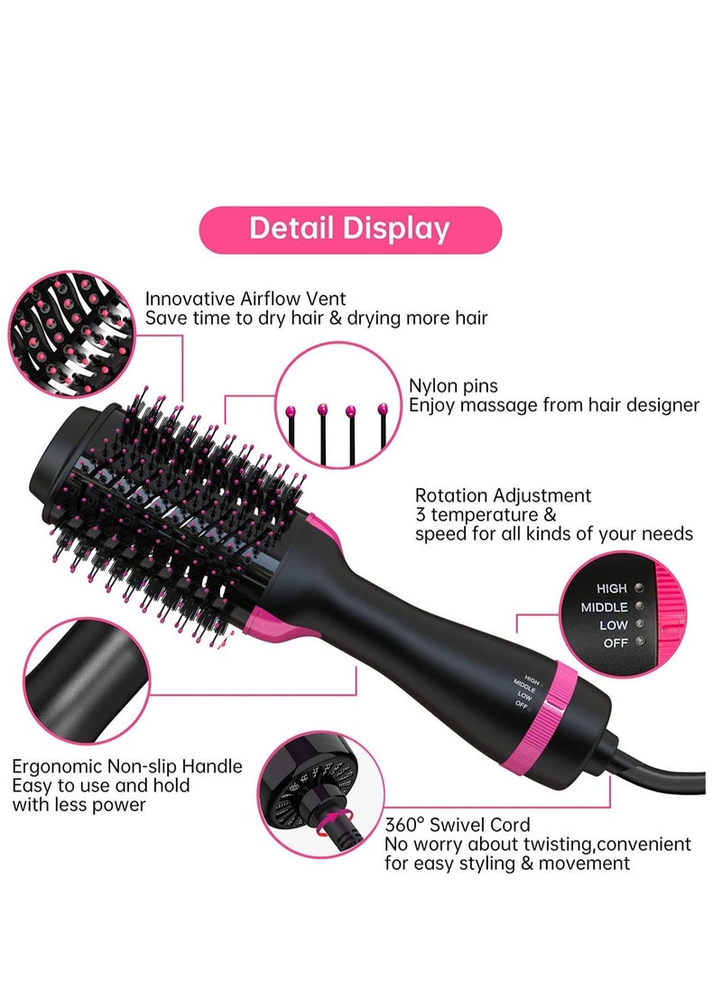 DUKASOU Hair Dryer Brush Blow Dryer Brush in One, 4 in 1 Hair Dryer and Styler Volumizer with Negative Ion, Hot Air Brush Hair Straightener, Curling Brush Oval Shape, Pink  - Image 4