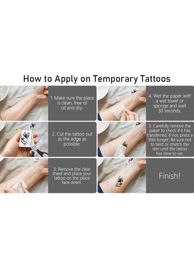 اربع قطع من وشم تاتو المؤقت مقاوم للماء بتصميم زهور وفراشات ملصقات لطيفة - Image 3