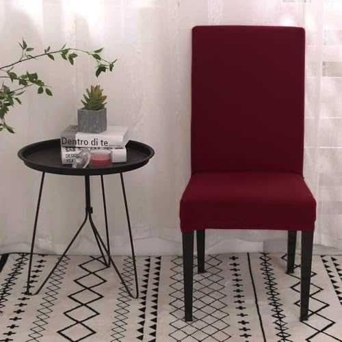Outlay Home Polyester Spandex Solid Plain Stretchable Elastic Dining Chair Covers Set of 4 (Maroon) - Image 3