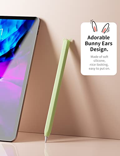 ELETIUO 2 Pack Cute Ear Case Silicone Skin Cover Compatible with Apple Pencil 2nd Generation Accessories Compatible with iPad Pro 11 12.9 inch,Purple&Green - Image 3