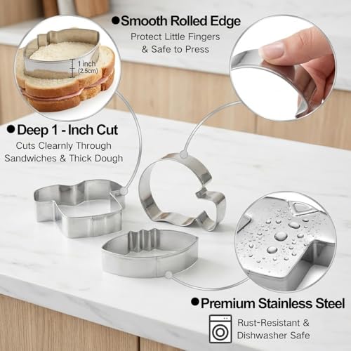 Auktosmn Football Cookie Cutter Set-6 Piece-4.5" 4.0" 3.5" 3.0" 2.5" 2"-Dishwasher Safe-Sports Cookie Cutters Bread and Fondant Baking Molds for Party - Image 3