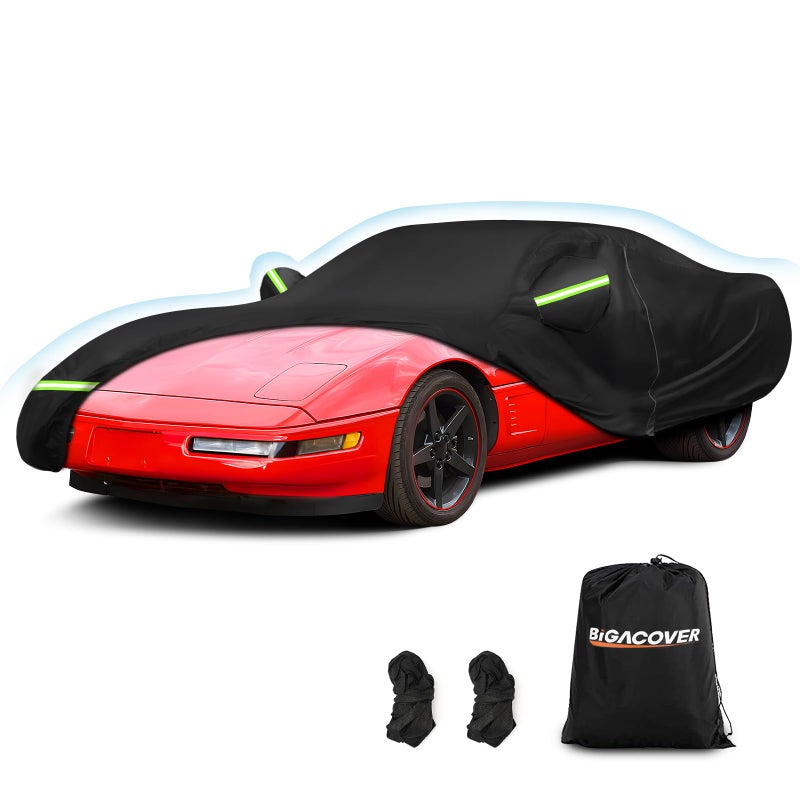 for C4 Corvette Car Cover Waterproof Sun Heat Protection Outdoor Full Covers with Driver Side Zipper Windproof Heavy Duty All Weather Fit for C4 19841996 Chevy CorvetteNot for Rear Wing