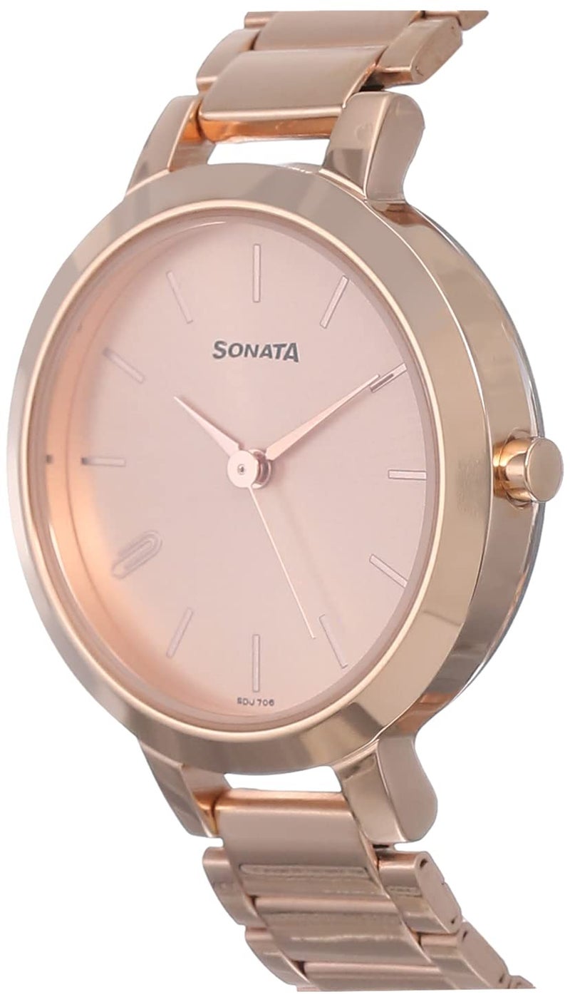 Sonata ساعات سوناتا بلاي أنالوج للنساء بقرص ذهبي وردي - NN8141WM01/NP8141WM01 - Image 2