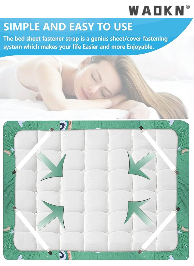 WAOKN Simple and easy to use multifunctional high quality sheet clips bedding fitted sheet clips with elastic band and mattress strap sheet holder suspender fastener 9pcs/set black  - Image 2