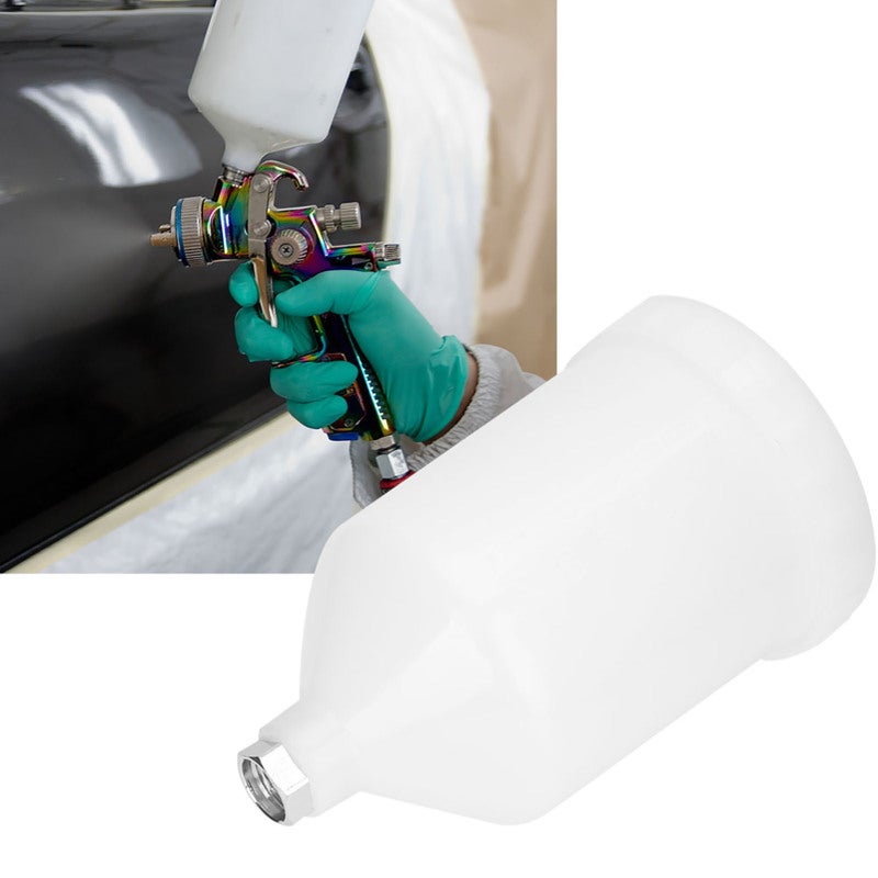 Spray Gun Pot 600ml High Hardness Oil Resistant Replacement Pot - Easy Installation Stainless Steel Threaded Connector Pot for Hand Tool Accessory Replacement - Image 1