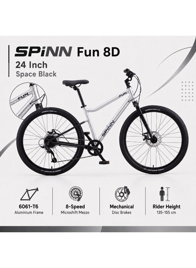 SPINN Fun 8D 24-Inch  Kids & Teens | 24-Inch Wheel Size | Adjustable Seat | 8-Speed Disc Brake | Space Black - Image 2