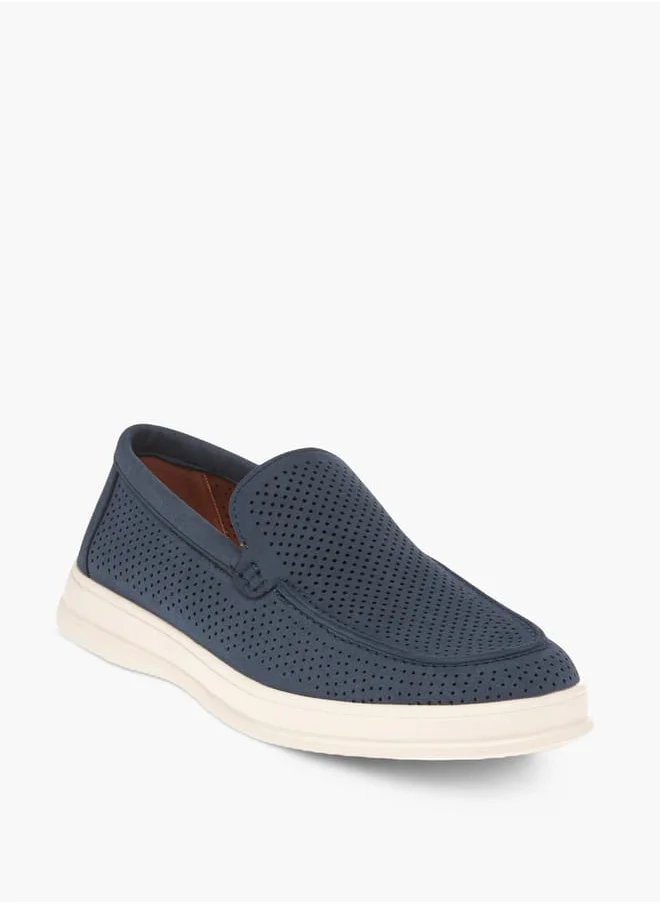 لي كوبر Mens Perforated Slip-On Loafers