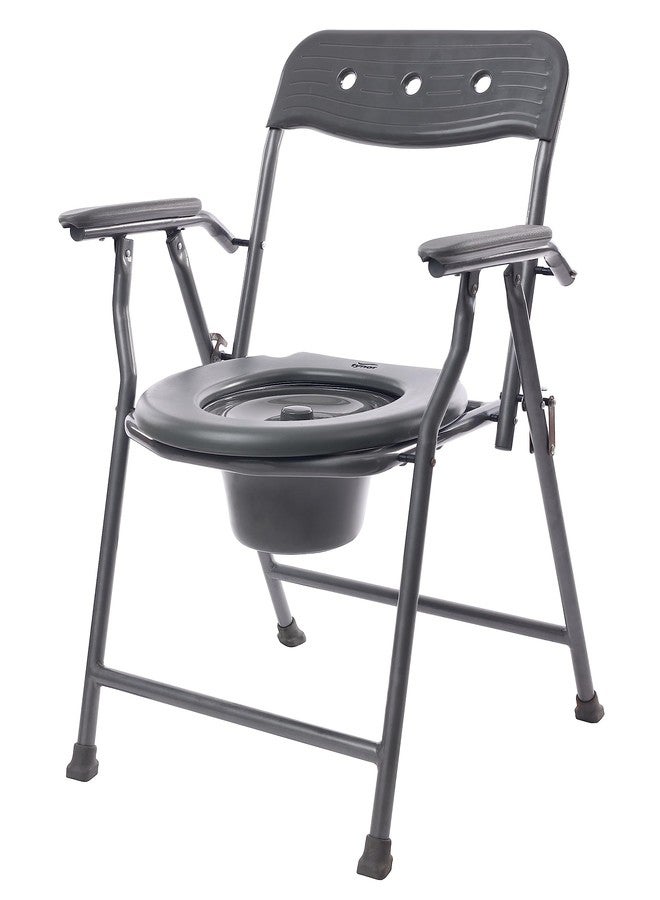 Tynor Commode Chair Ergo | Ergonomic Design for Comfort & Stability |Portable & Foldable Toilet Chair for Elderly & Disabled | Universal Size, Set of 1 (Grey) - Image 1