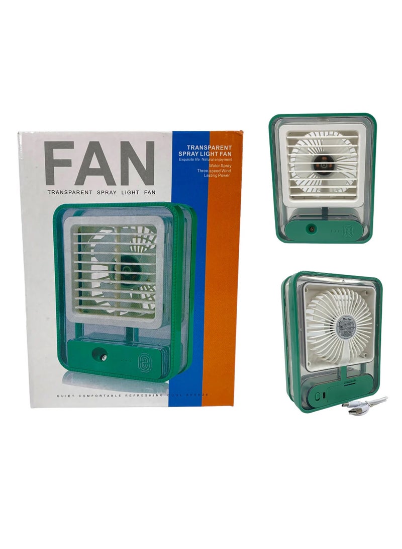 DubaiGallery Rechargeable Portable Small Desk Fan with Mist Spray LED Night Light, Operated Water Misting Fan USB Rechargeable Quiet Mini Desktop Table Cooling Office Lightweight Portable - Image 4