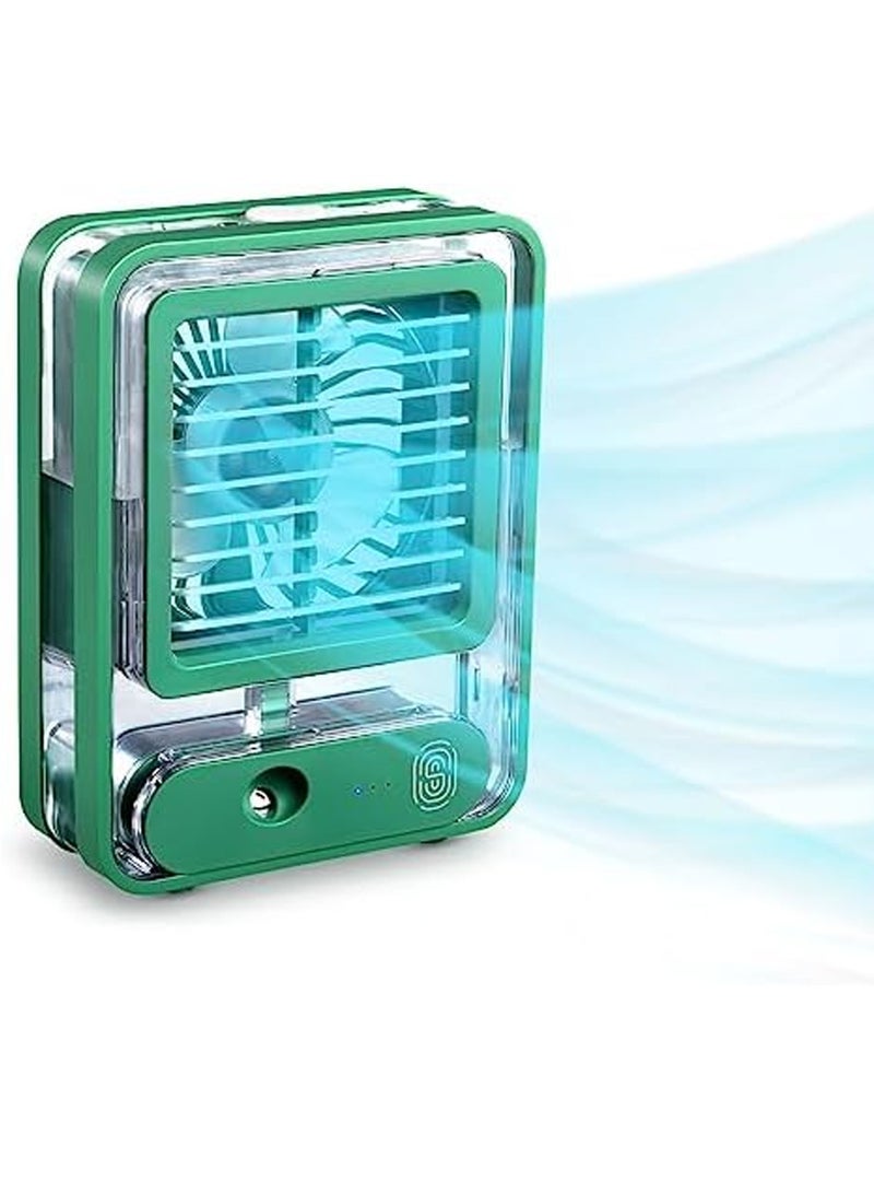 DubaiGallery Rechargeable Portable Small Desk Fan with Mist Spray LED Night Light, Operated Water Misting Fan USB Rechargeable Quiet Mini Desktop Table Cooling Office Lightweight Portable - Image 2