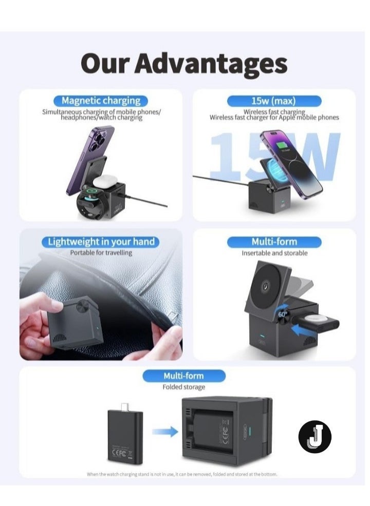 JAJEEK - "3-in-1 Charging Station – Charge iPhone, Apple Watch, and AirPods Simultaneously, Compact and Space-Saving Design" - Image 1