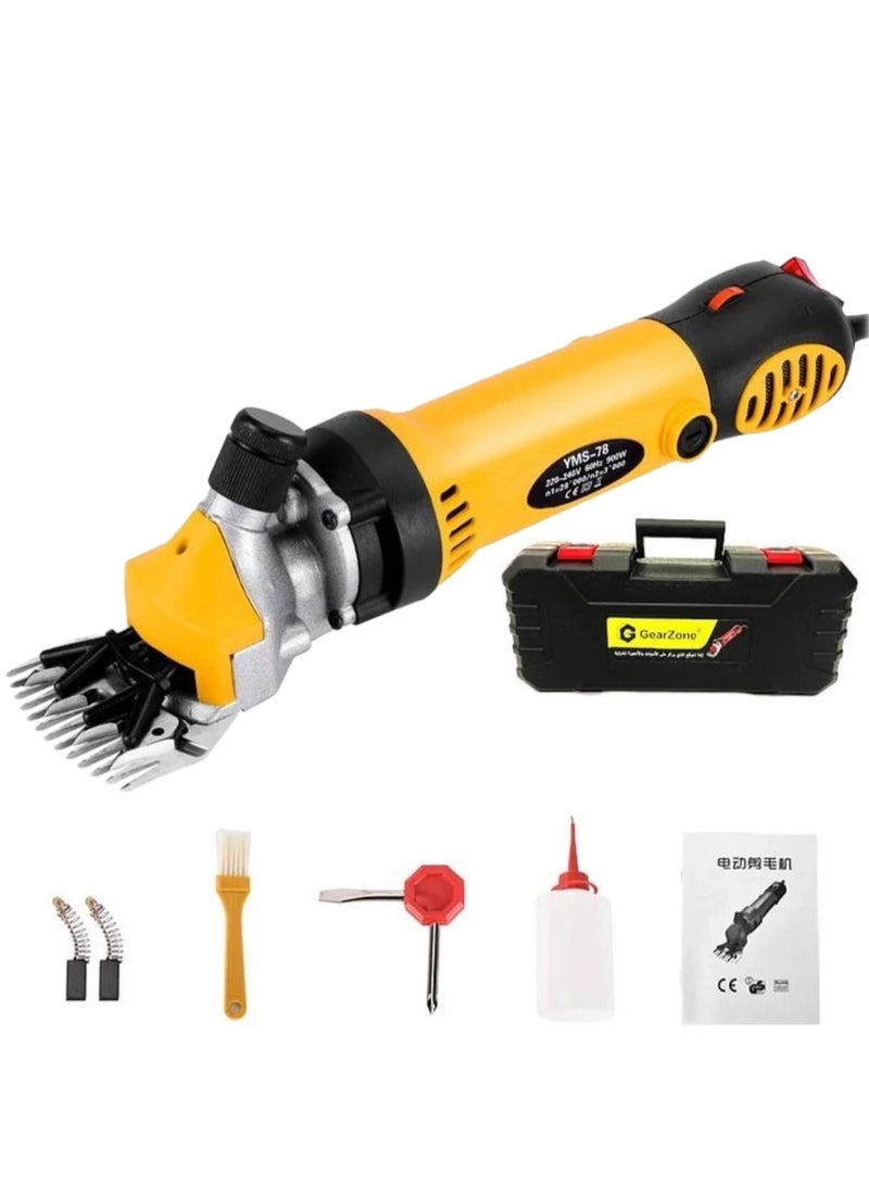 جيرزون مقص صوف احترافي بقوة 1000 وات، ماكينة قص شعر الحيوانات الأليفة الكهربائية، ماكينة قص شعر الحيوانات الاحترافية مع ماكينة قص شعر قابلة للتعديل - أصفر - Image 1