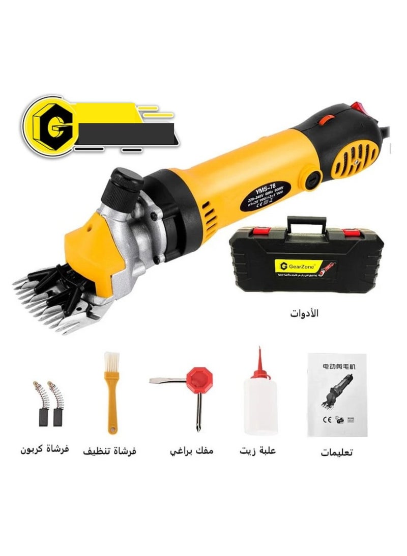 جيرزون مقص صوف احترافي بقوة 1000 وات، ماكينة قص شعر الحيوانات الأليفة الكهربائية، ماكينة قص شعر الحيوانات الاحترافية مع ماكينة قص شعر قابلة للتعديل - أصفر - Image 2