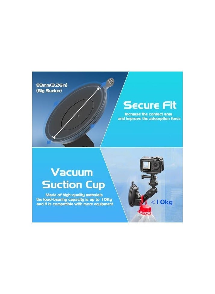 Camera Suction Cup Adapter Holder, Car Windshield Dashboard Dashboard Stand, Heavy Action Camera Stand, Power Suction Cup Camera Stand, Camera Car Mount with Tripod Adapter and Phone Holder - Image 4